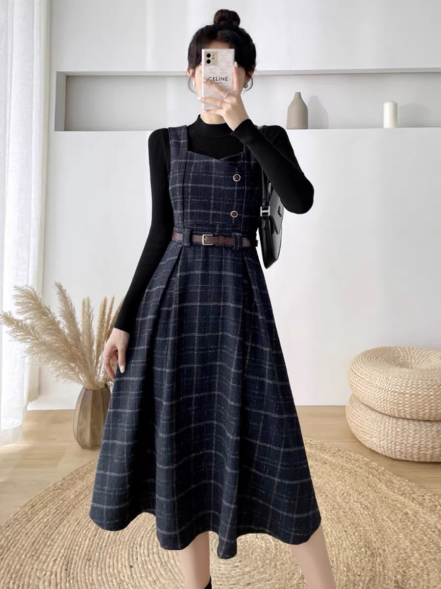 See what I want plaid dress & belt FD87 images